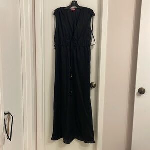 Linen Deep V maxi dress- STAUD